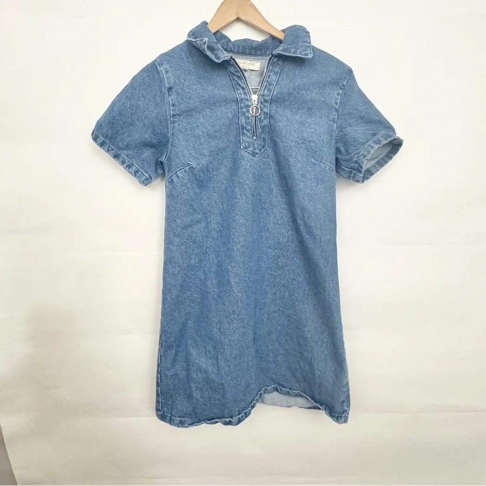 Nobody's Child Blue Golders Zip Through Denim Dress Size 2 - Picture 2 of 5